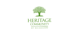 Heritage Community of Kalamazoo logo; stacked with green tree